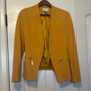Carmen Marc Valvo Mustard Blazer with Zippered Pockets